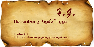 Hohenberg Györgyi névjegykártya